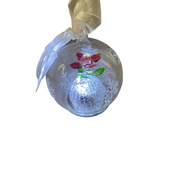 Handblown Glass Globe Ornament LED ChangingColor or Solid Light Flower NEW BATT - Picture 3 of 15